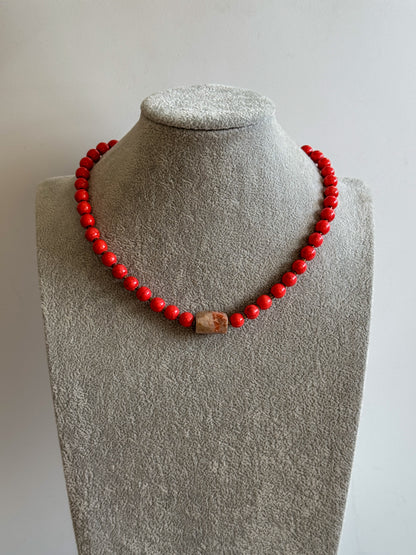 Collar Ágatha Coral Rojo