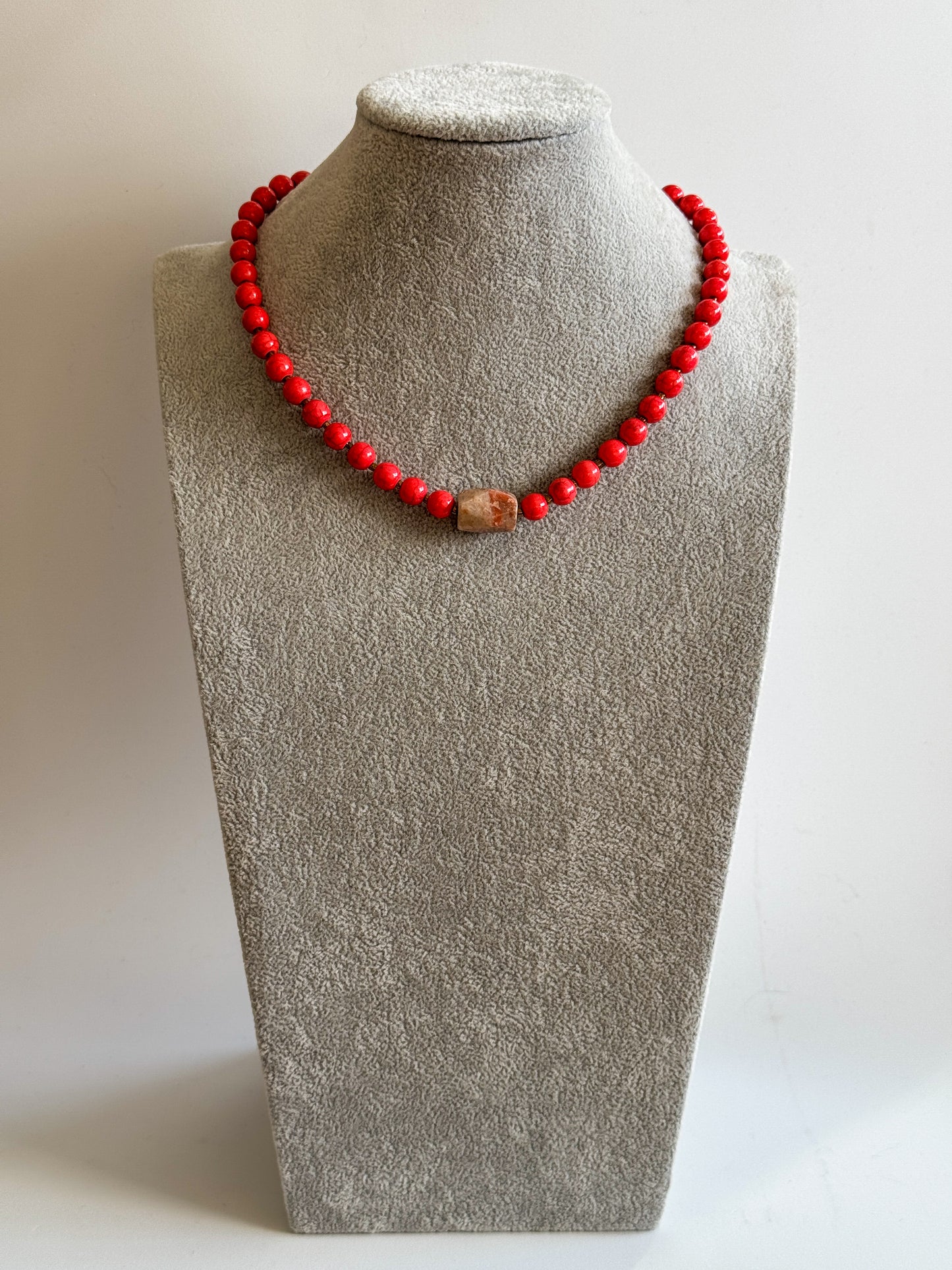 Collar Ágatha Coral Rojo